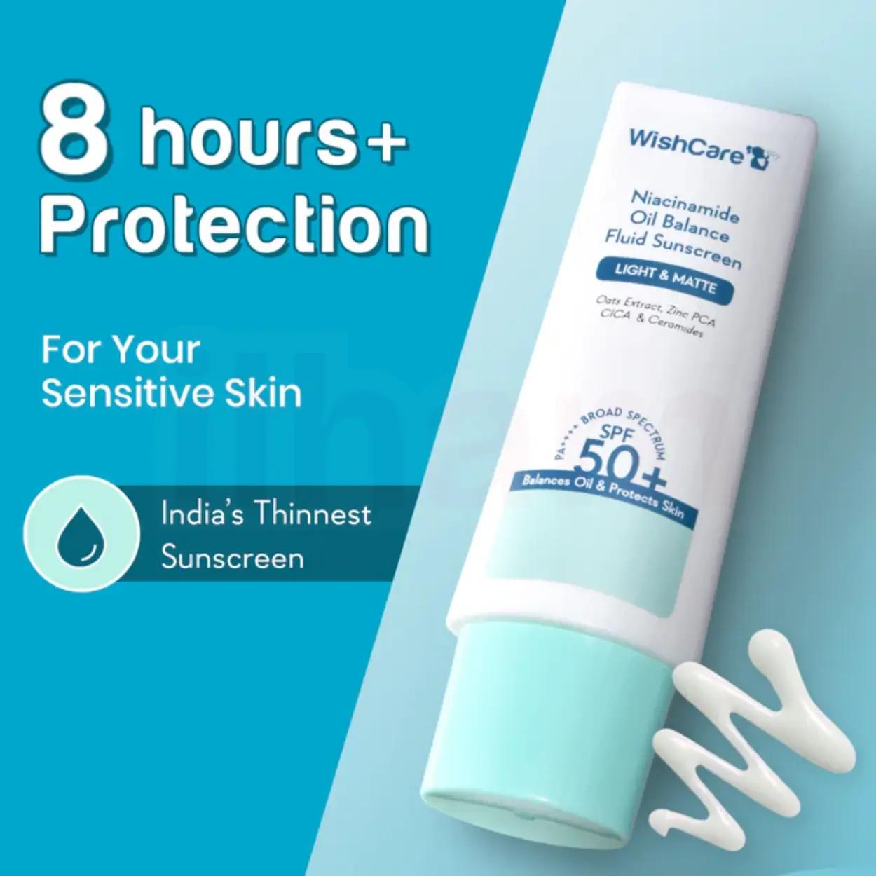 WishCare 5% Niacinamide Oil Balance Fluid Light & Matte Sunscreen SPF 50 PA++++