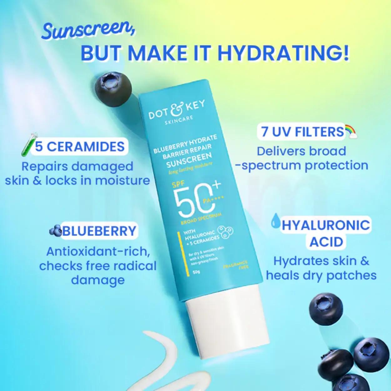 Dot & Key Blueberry Hydrate Barrier Repair Sunscreen SPF 50+ PA++++ 80g