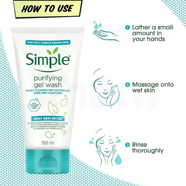 Simple Purifying Gel Wash for Shine-Free & Clear Skin 150ml