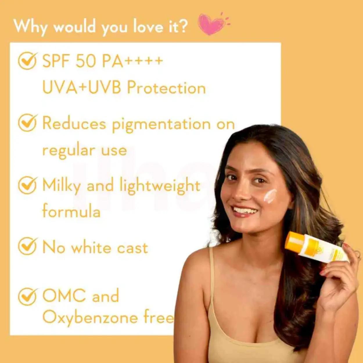 Wishcare Vitamin C Pure Glow Milk Sunscreen Ultra Light SPF 50+ PA++++ 50g
