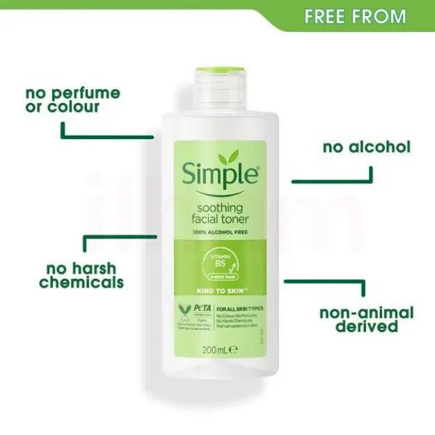 Simple Kind to Skin Soothing Facial Toner with Vitamin B5 & Witch Hazel