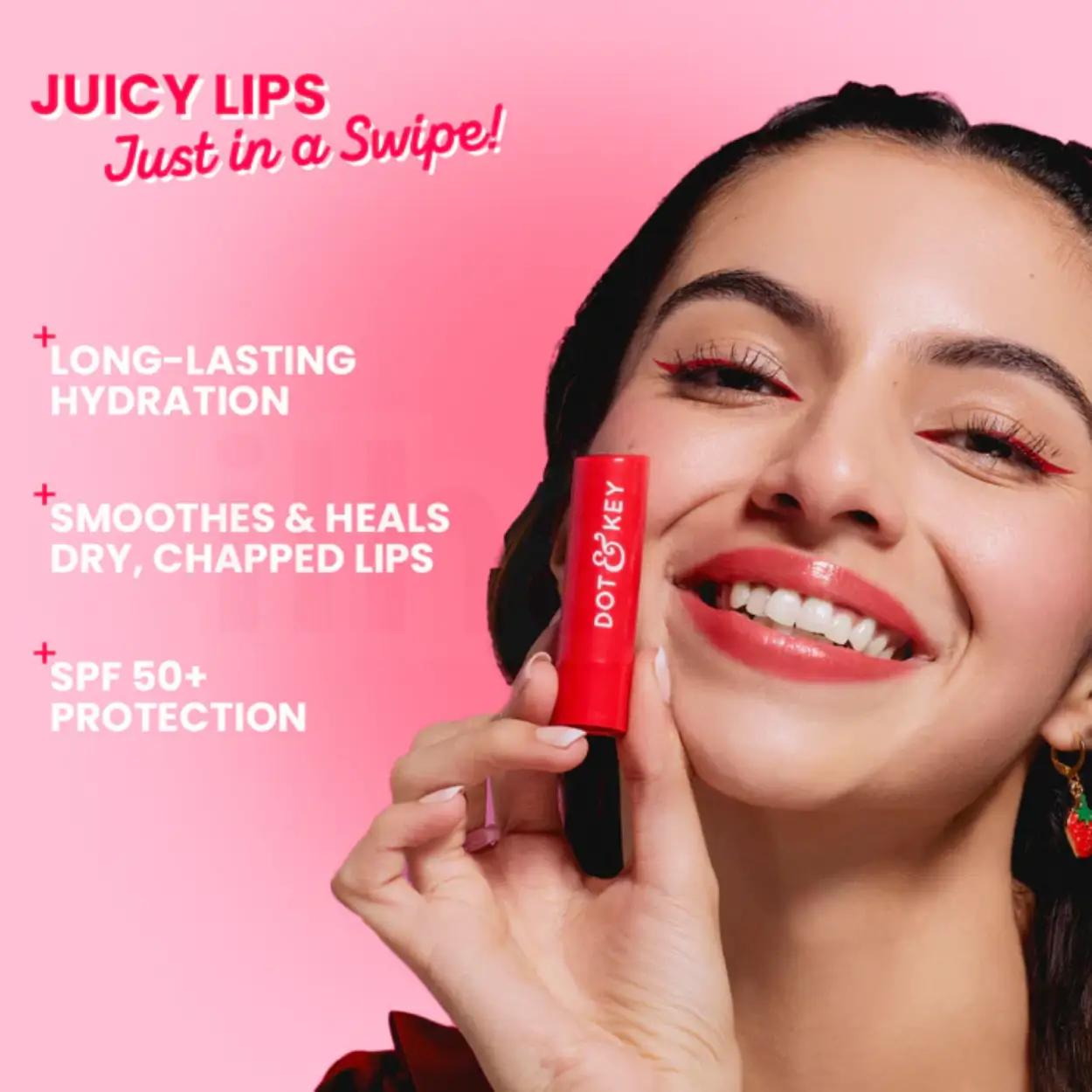 Dot and Key Barrier Repair Hydrating Tinted Lip Balm SPF 50 PA+++ - Strawberry Red