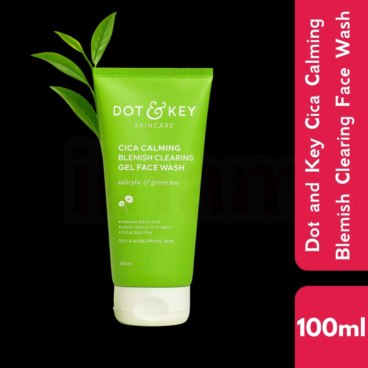 Dot and Key Cica Calming Blemish Clearing Face Wash with Salicylic Acid & Green Tea for Oily & Acne Prone Skin 100ml
