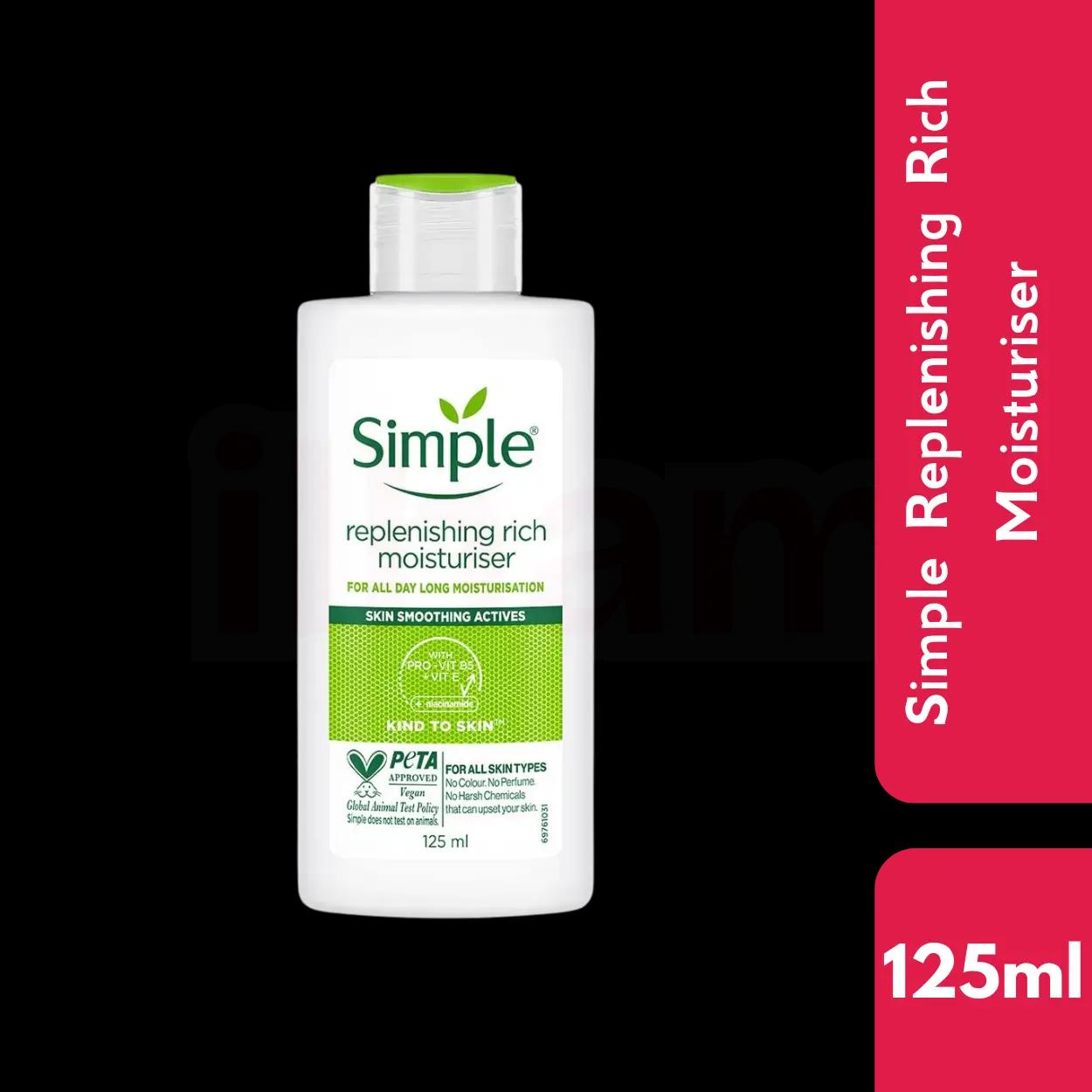 Simple Kind to Skin Replenishing Rich Moisturiser with Vitamin B5+E & Niacinamide 125ml