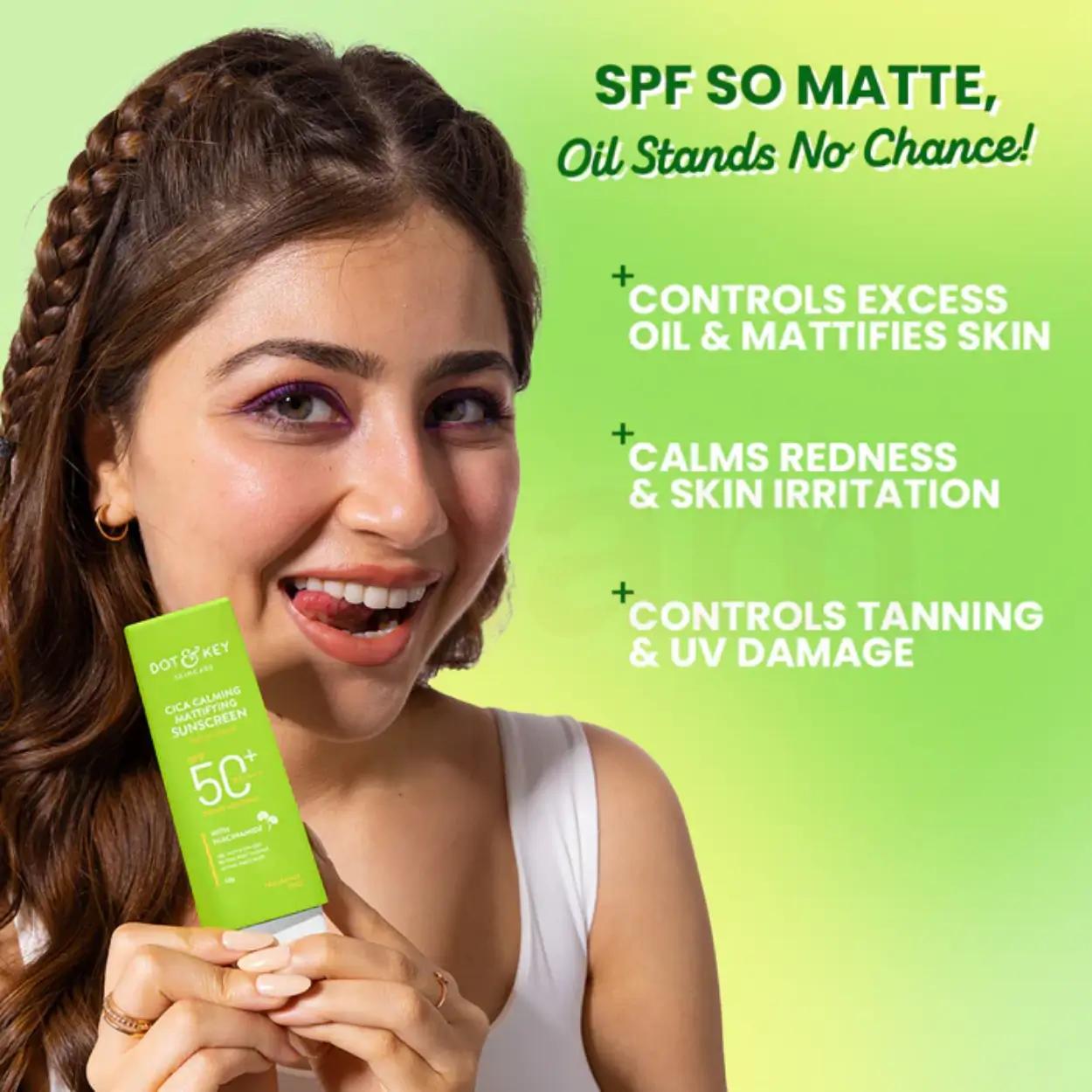 Dot and Key Cica Calming Mattifying Sunscreen SPF 50+ PA++++ with Niacinamide 80g