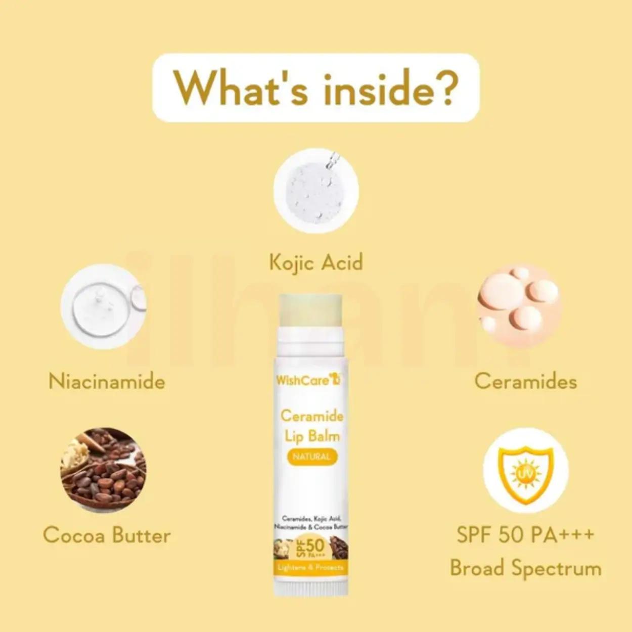 WishCare Ceramide Lip Balm Natural with SPF 50 PA+++