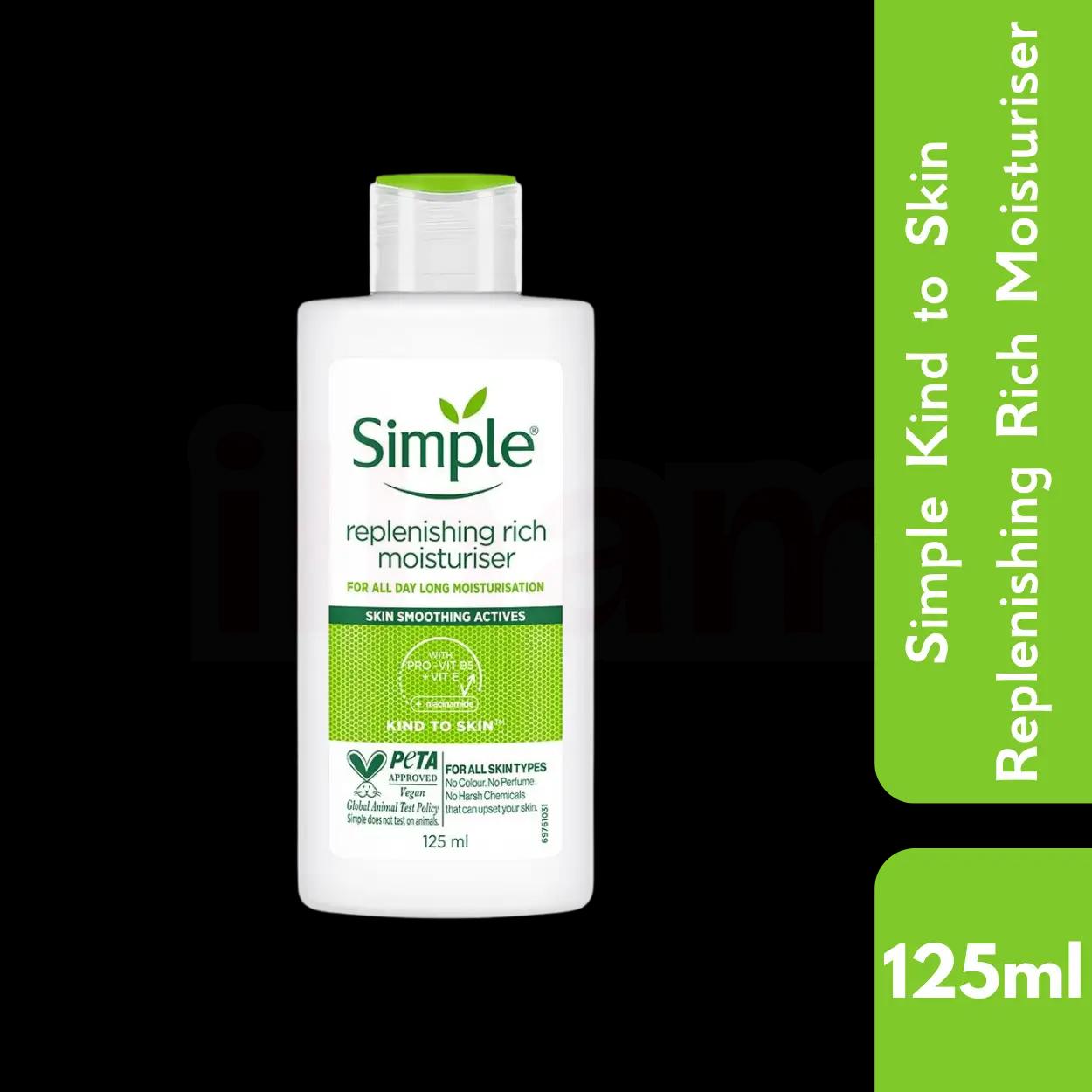 Simple Kind to Skin Replenishing Rich Moisturiser with Vitamin B5+E & Niacinamide 125ml