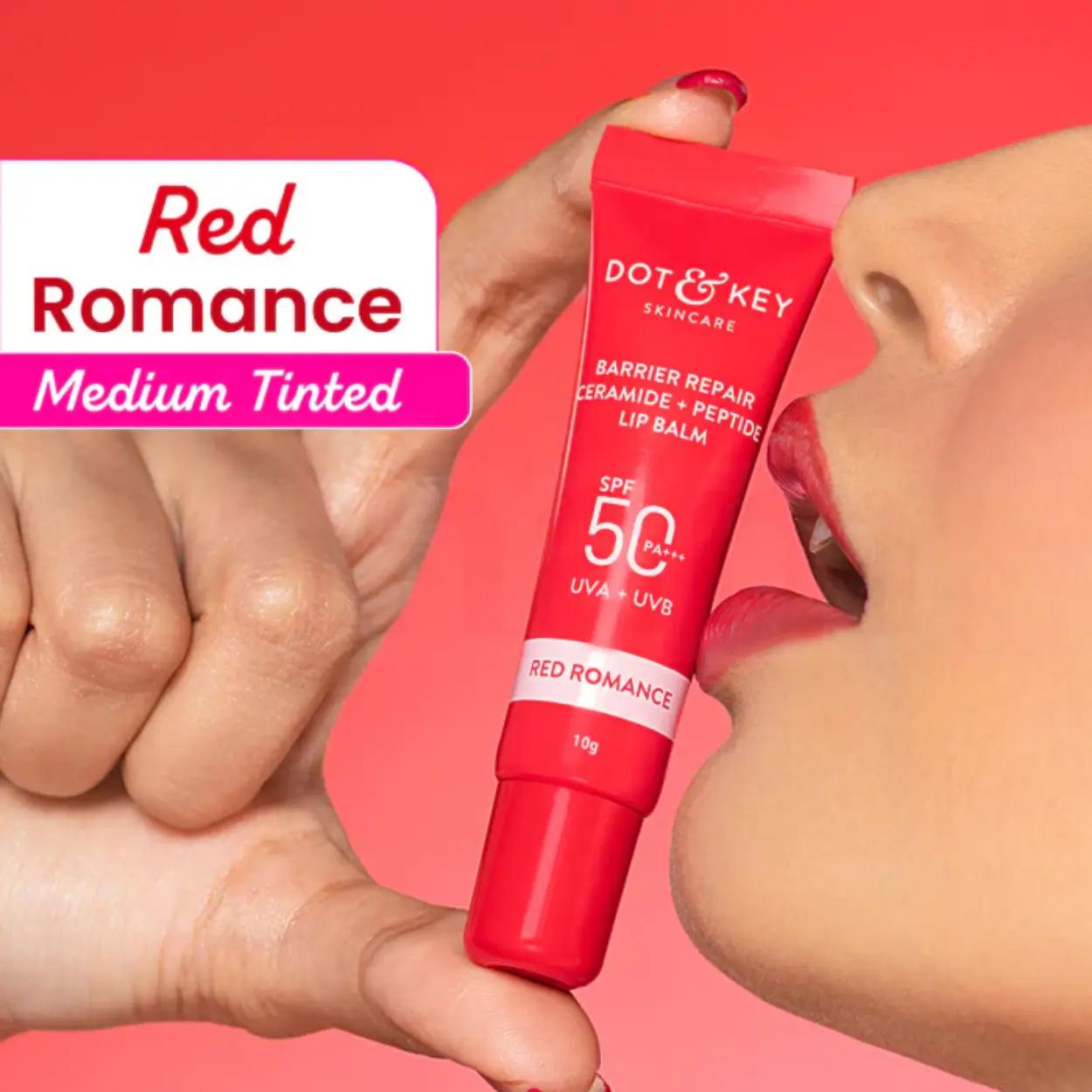 Dot & Key Ceramide Peptide Tinted Lip Balm SPF 50 - Red Romance