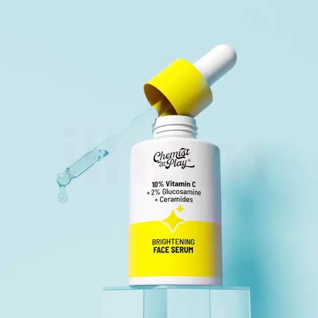 Chemist At Play 10% Vitamin C Brightening Face Serum – 30ml ,With 2% Glucosamine & Ceramides