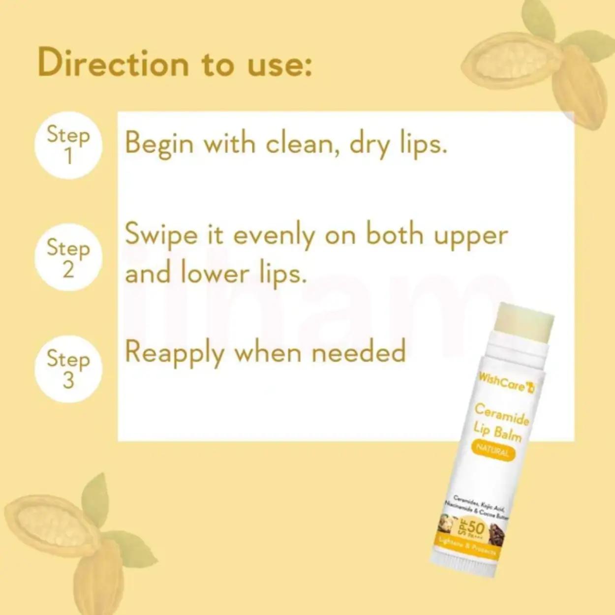 WishCare Ceramide Lip Balm Natural with SPF 50 PA+++