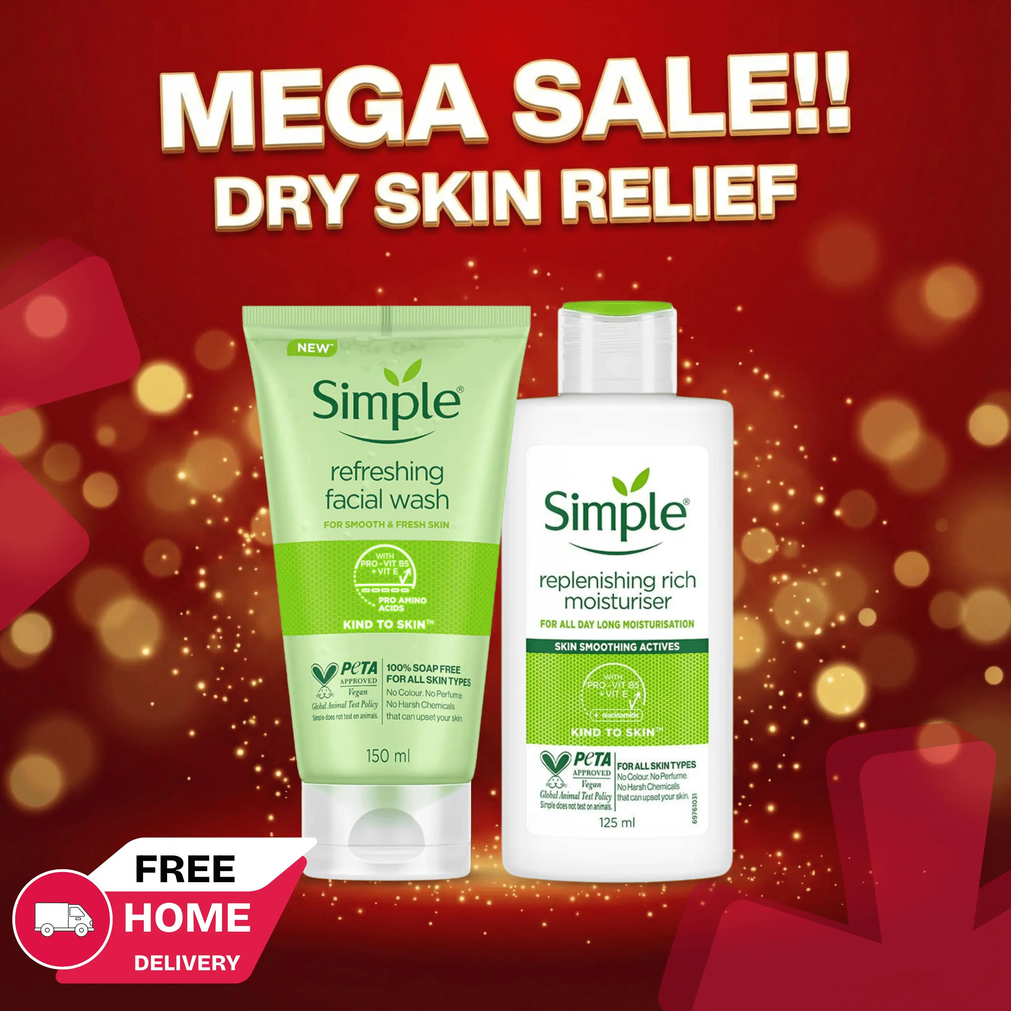 Simple Dry Skin Relief Combo Pack Face Wash + Moisturiser