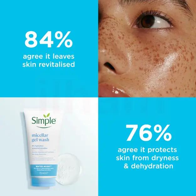 Simple Water Boost Micellar Facial Gel Wash for Hydrated Dewy-Fresh Skin 150ml