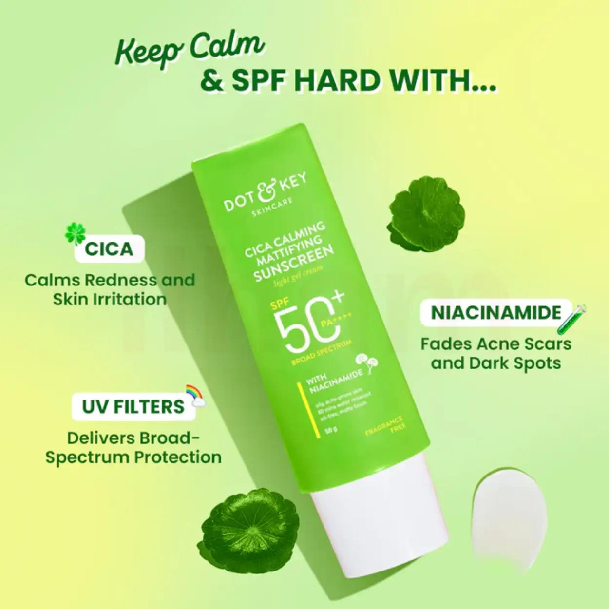 Dot and Key Cica Calming Mattifying Sunscreen SPF 50+ PA++++ with Niacinamide 80g