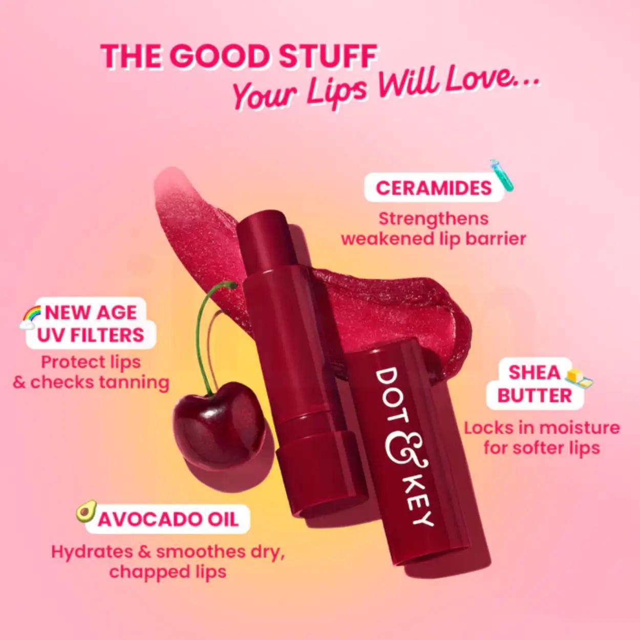 Dot and Key Barrier Repair Hydrating Tinted Lip Balm SPF 50 PA+++ Cherry Crimson