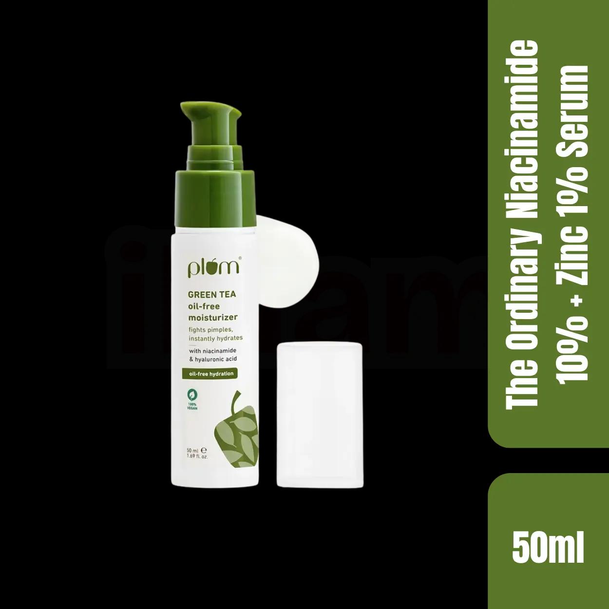 Plum Green Tea Oil-Free Moisturizer – 50ml | With Niacinamide & Hyaluronic Acid for Hydrated, Matte Skin