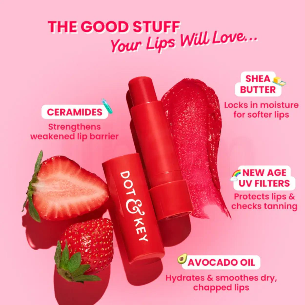 Dot and Key Barrier Repair Hydrating Tinted Lip Balm SPF 50 PA+++ - Strawberry Red