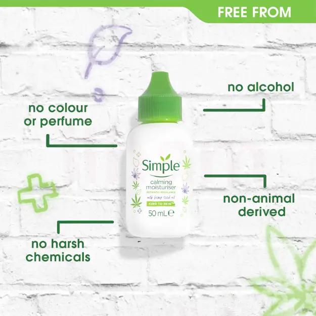 Simple Kind To Skin Calming Moisturiser with 3% Organic Hemp Seed Oil