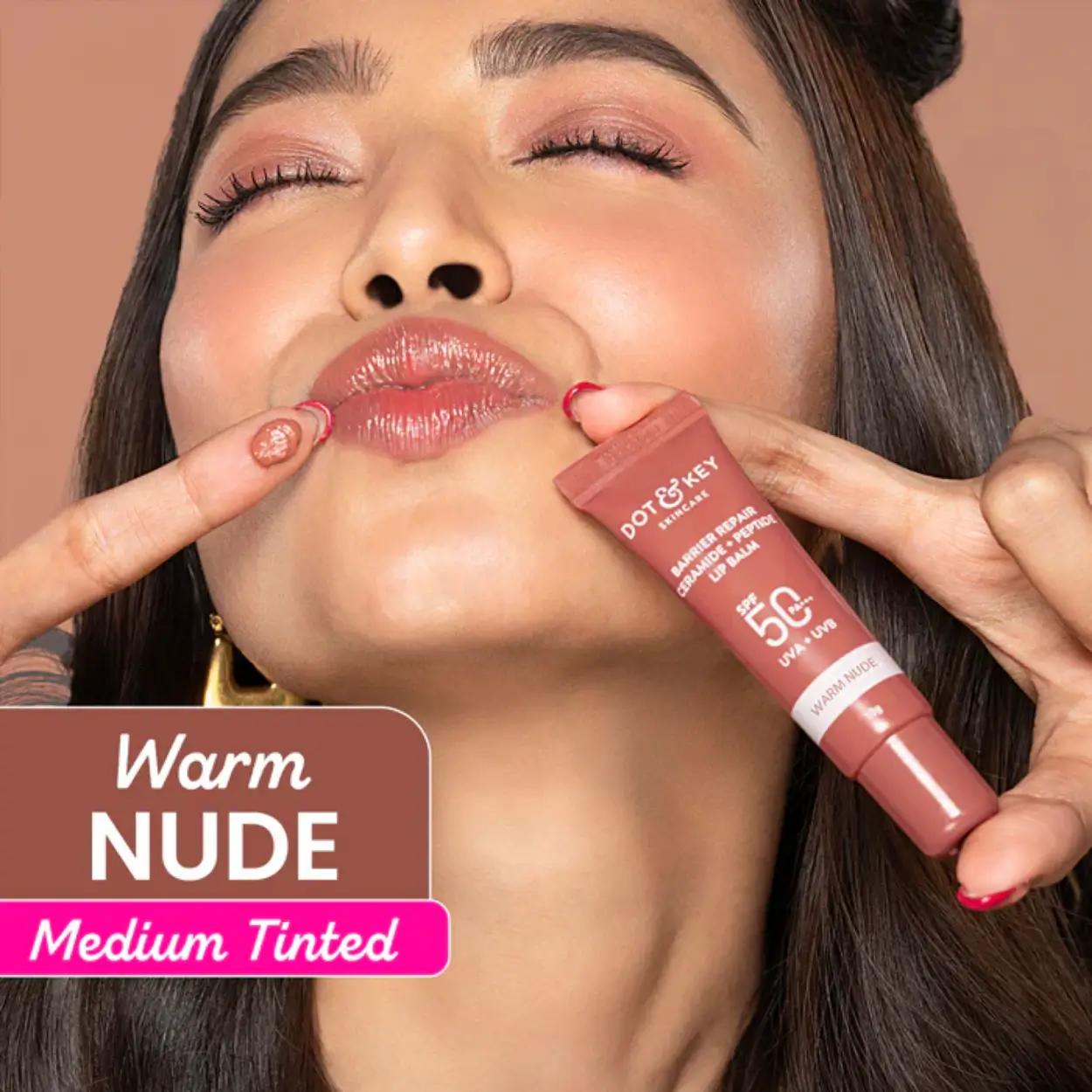 Dot & Key Ceramide Peptide Tinted Lip Balm SPF 50 - Warm Nude